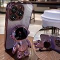 For Samsung Galaxy A05 A05s A04 A04e A04s Back Cover with 3D Cartoon Astronaut Folding Stand Luxury Gradient Shiny Plating Glitter Women Girls Phone Case Clear Soft Silicone Protective Cases Pouch Girls. 