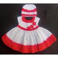 Handmade Crochet Dress Set for baby girls/Crochet Frock for baby girls/Crochet Clothes for Baby Girl/Crochet Woolen Frock/Cap and Shoes. 