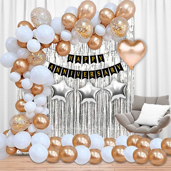 Rose%20Gold%20&%20White%20Anniversary%20Decoration%20Items%20For%20Bedroom%20Anniversary%20Banner,%20Foil%20Curtain,%20Star%20and%20Heart%20Shape%20Foil%20Balloons,%20Metallic%20Balloon%20-%20Image%202