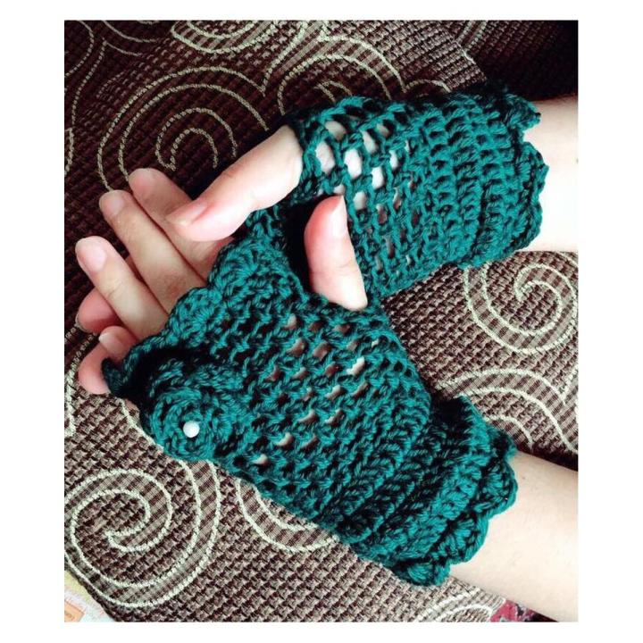 Dark Green Wool Gloves for Women
