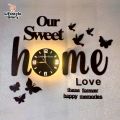 Lifestyle Glory Brand Butterflies and Sweet Home 3D Wooden Wall Clock I Wooden Wall Clock I Wall Clocks I Wall Clock For Bedroom I Wall Clock for Room I Wooden Wall Clock I Wooden Clock I Clocks I Clock. 