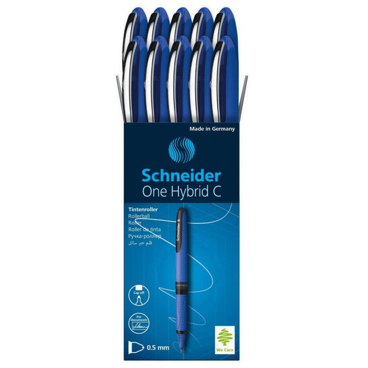 Schneider One Hybrid C 0.5mm Rollerball Pen (10 Pens) conical tip for pleasantly soft writing - for students and officer workers - Schneider pen - roller ball pen - Ballpoint pen