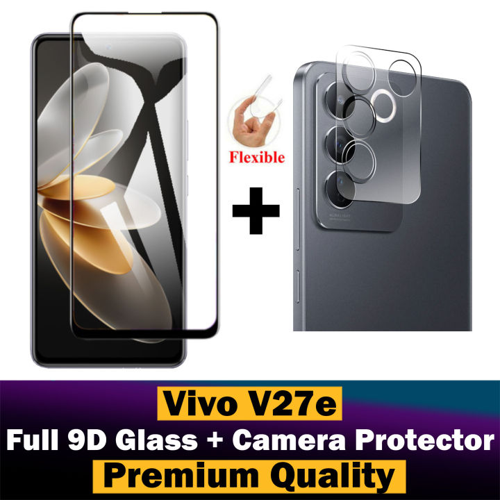 Vivo V27e Glass Protector 5D|10D|11D|21D|9D Glass Full Coverage + Back Rear Camera Protector 9H Gorilla Flexible Protection For Vivo V27e