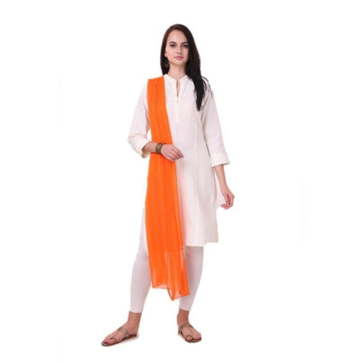 Orange Crinkle Chiffon Dupatta For Girls/Ladies-Overlocked
