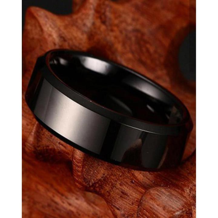Black Titanium Stainless Steel Ring for Men