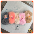 Fluffy Faux  Cute Sleeping Baby Keychain for Girls Ladies Bags Keys | Key Chain | Ladies Key Chains | Tetra Zone. 