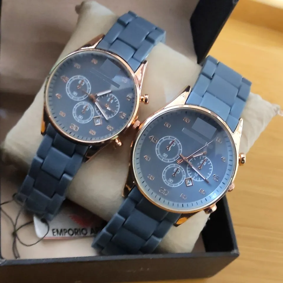 Pack of 2 Couple Pair Rubber Chain Watch Pair Watches For Couples Couple Watches Love Watches For Couple Couple Watches With Date High