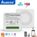10A/16A Tuya Mini Wifi Smart Switch Support 2-way Control Timer Led Light DIY Switch Module Voice Relay For Alexa Google Home. 