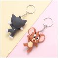 2 Piece Tom and Jerry Soft Silicone 3D Cartoon Character Rubber Keychain Chain. 