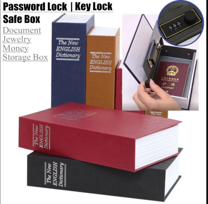 Dictionary Mini Safe Box Book Shape Money Secret Security Safe Lock Cash Money