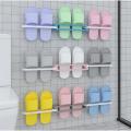 Slipper Rack Hanging Shoe Organizers, 3 in 1 Folding Holder Shoes Hanger, Bathroom Towel Organizer Rack Wall Mounted Slippers Holder - 1Pc. 