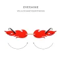 Fire Flame Sunglasses Women Men Brand Designer Trendy Rimless Sun Glasses Novelty PC Frame UV400 Shades Party Cosplay Eyewear. 