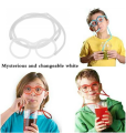 1Pc Drinking Straws For Kids Eye Glasses Straw Eye Straw Soft Plastic Straw Funny Glasses Drinking Toys Kids Baby Birthday Party Funny Gadgets. 