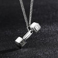 Gym Dumbbell Pendant Necklace Sports Barbell Pendant Fashion Chain Necklace Layor. 
