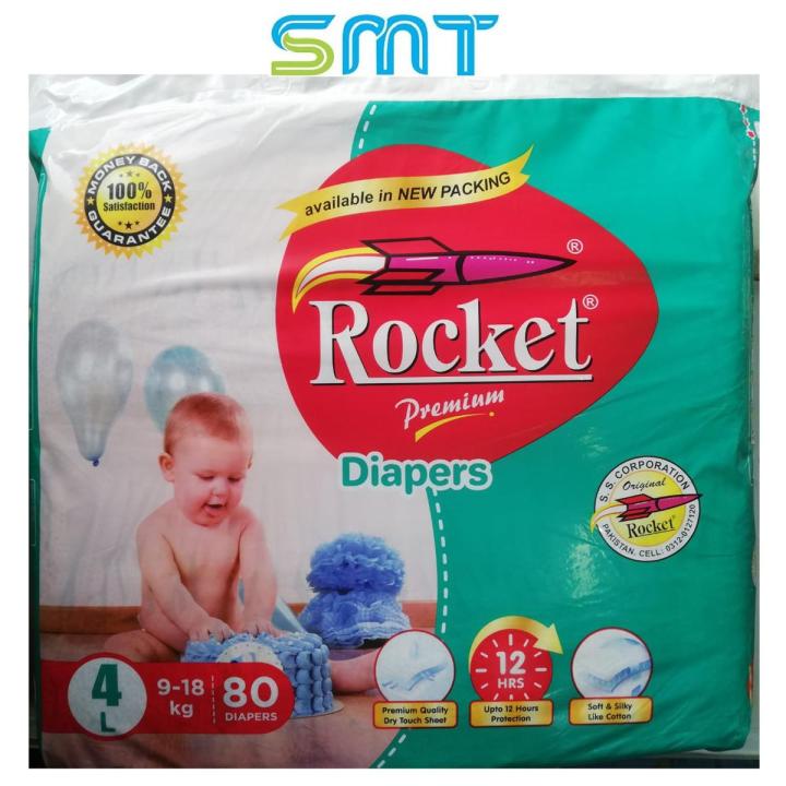 Rocket Premium Diapers Size-4 Large 80-Pcs