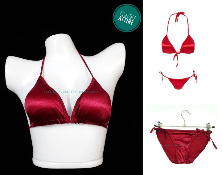 Silk Bikini Bra Panty Set Satin Silk Bra T Back Panty Set for Women