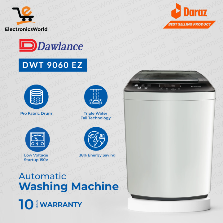Dawlance Washing Machine  Fully Automatic | Model DWT 9060 EZ | Size 08 KG Washing Capacity | Diamond Drum |  10 Years Warranty With Free Installation