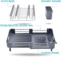 Expandable Dish Rack,Foldable Stainless Steel Dish Drainers With Removable Cutlery Holder & Non-Scratch Plate Rack, Adjustable Dish Drying Rack With Swivel Drainage Spout. 
