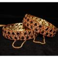 Gold Polish Real stone Beautiful Bangles in black  Pearls. 