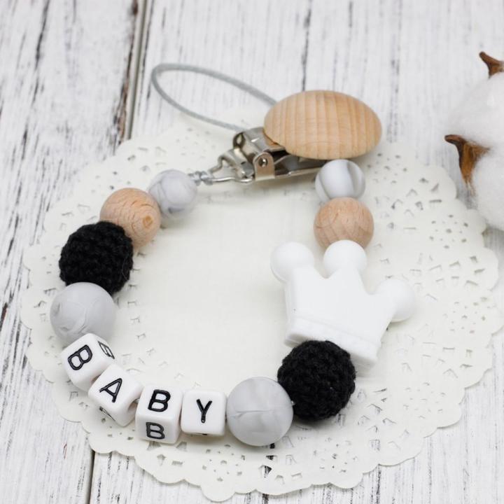 【VisioN Shop】Silicone Personalised Name Baby Pacifier Clips, Funny Pacifier Mouse Holder Baby, Baby Shower Gift BPA Free