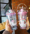 Unicorn Drinking Cup with Straw Kid Travel -Tumbler Glitter Ice Coffee Mugs Plastic Cup Portable , Juice , Coffee Milk Cup. 