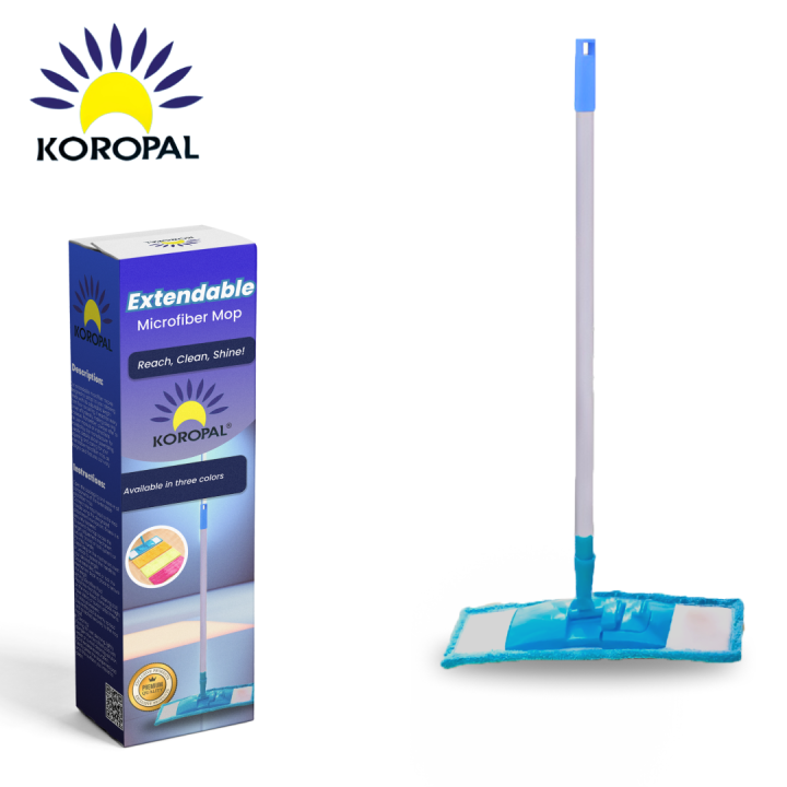 Flat Floor Mop Mop - Floor Cleaner, Home Cleaning Supply, Flat Mop, Microfiber, Wet & Dry Mop, Flat Floor Mop Microfiber with Extendable and Adjustable Steel Rod by KOROPAL