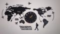 World Map Wall Clock Large Modern Design 3D Stickers Hanging Clock for Living Room Bedroom Sofa Backdrop Tv Wall Background. 
