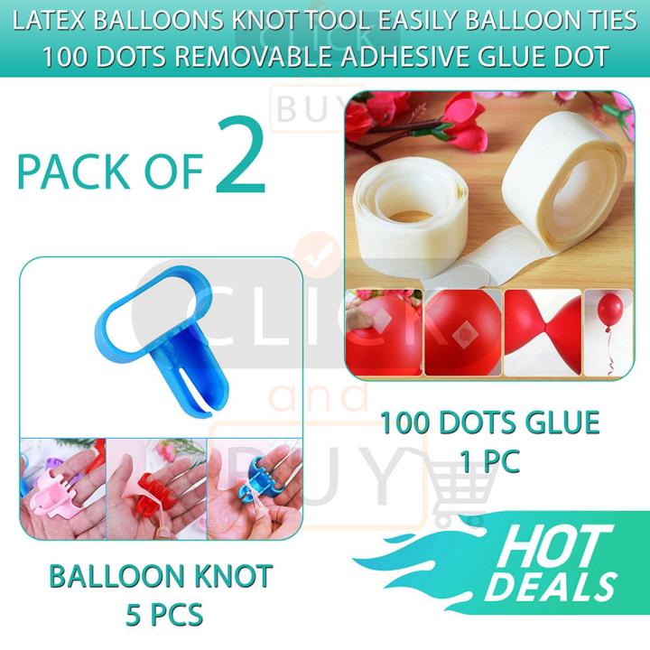 Pack of 5 Birthday Party Decorations Kids Balloons Tie Balloon Tie Knoting Tool Balloon Knot with 1 pc Dots Glue Double sided Tape for balloons party supplies decoration wedding events