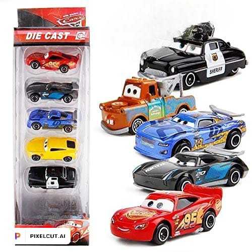 Pack of 5 Small Mini Metal Racing Cars Suitable for Children 3 4 5 6 Years Old, Movie Vehicle Racing Cars for K