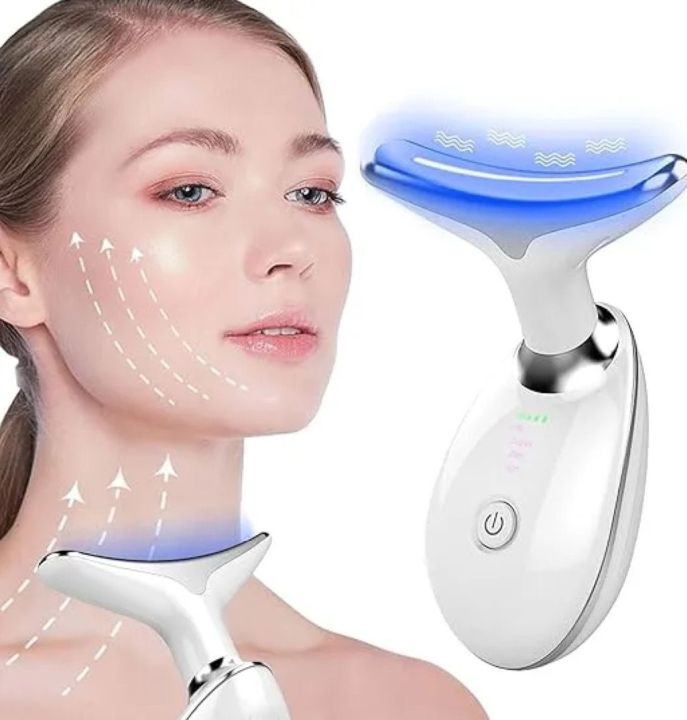 Neck & Face Massager 7 Color LED Light Therapy & EMS Face Lifting ...