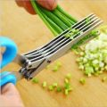 Multi-Functional Stainless Steel Kitchen Knives 5 Layers Scissors for Kitchen use Cut Herb Spices Cooking Tools Vegetable Leaf Scissor and Cutter with Cleaning Brush (Multicolor). 
