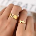 New Fashion Stainless steel Ring Butterfly Matching couple rings for women girls Fashion Adjustable Couples ring. 