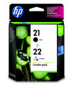 HP 21 Black/22 Tri-color 2-pack Original Ink Cartridges. 