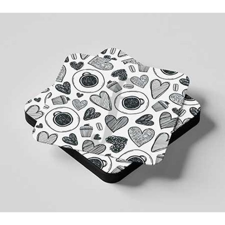 4 Pieces of Beautiful Design Custom Tea Coasters Set Printed Customize your own Square Shape pack of 4 coaster Coffee mug mat favourite plus