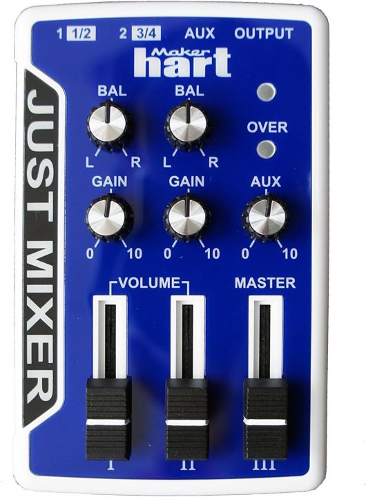 Maker Hart JUST MIXER - Audio Mixer - Battery/USB Powered Portable Pocket Audio Mixer w/ 3 Stereo Channels (3.5mm) Plus On/Off Switch  --- (OpenBox Condition)