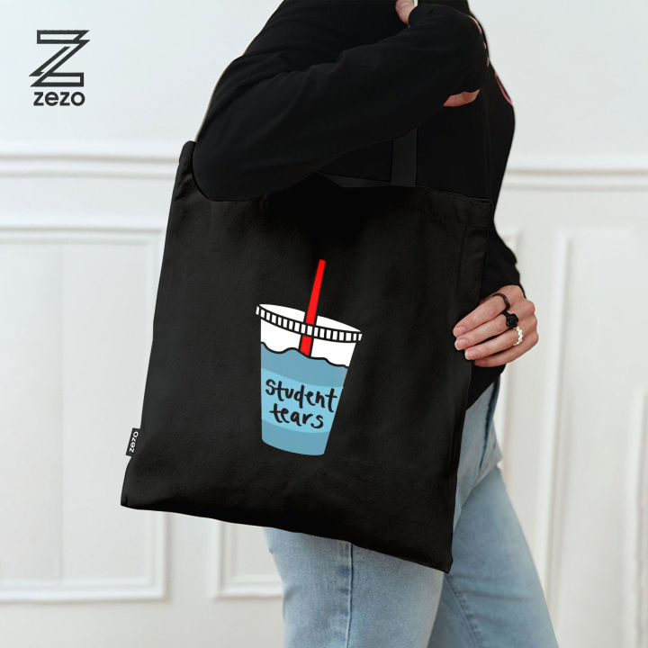 Zezo Trendy 'Student Tears' Black Tote Bag For Girls & Women | Eco ...