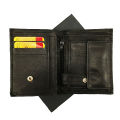 Half Long Black Leather Wallet. 