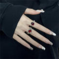 Irregular Gemstone Ring Aesthetic Girl Hollow Red Stone Ring Women's Hollow Ring Vintage Ladies Jewelry Accessories. 