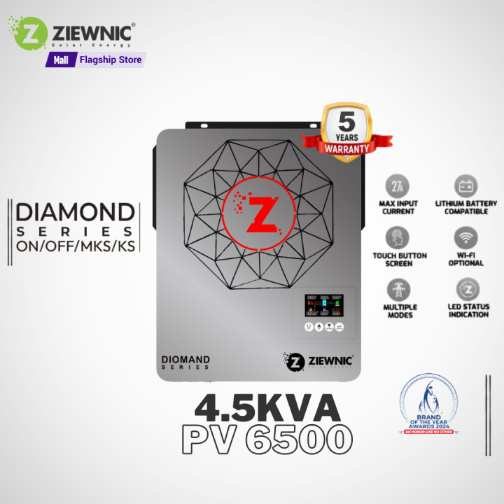 ZIEWNIC DIAMOND Inverter 4.5 (KW) 5G PV6500 UPS ON/OFF/MKS/KS Solar Hybrid Inverter 100% Pure Sine Solar Inverter By Ziewnic Solar Energy Official Store