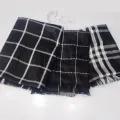 linen check black white stole scarf / hijab. 