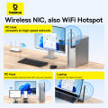 Baseus 650Mbps WiFi Adapter, 2.4G/5G Dual Band Wireless Network Adapter for PC Desktop, Supports Windows & Linux. 