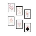 6 PCS 5X7" Pink Abstract Picture Frames Collage Wall photo frame Black Picture Frame & Room Decor Foto frame. 