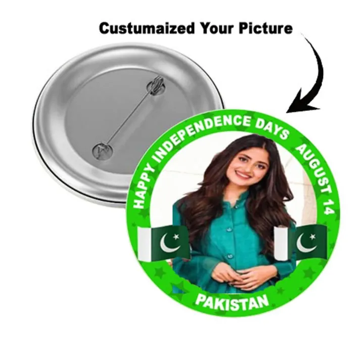 14 august badges Customized your picture and name BADGE Independence Day 14 August Badges Customize Your Picture-Pakistan Day-Azaadi Din-