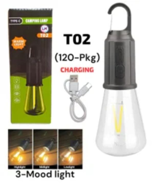Camping Light Bulb Outdoor Emergency Light USB Rechargeable Camping Light Portable Light Bulbs Super Durable Camping Lanterns Waterproof Hanging Lamp Tent Lamp With Hook