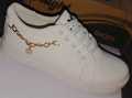 Girls sneakers with golden chain women's white sneakers with side chain Ladies casual Fashion sneakers Brand Women's shoes. 