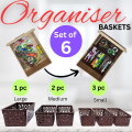 Organiser Basket 6pc Combo Plastic Storage Baskets Multi-Purpose. 