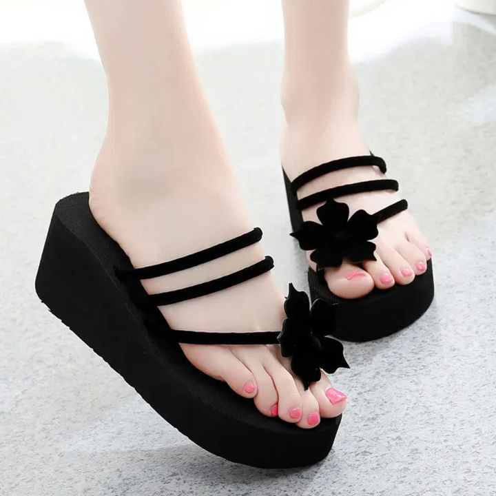 Women’s Floral Wedge Flip-Flops High Heel Beach Sandals