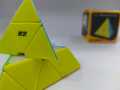 Qiyi Pyramid Rubiks Cube Frosted Inside (3x3x3) High Quality Magic Cube, Stickerless Cube-Smooth Turning WCA Recommended Best Out Of All In Market. 
