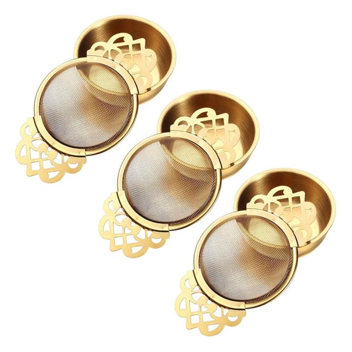 3X Stainless Steel Tea Strainer with Drip Bowl Easy Clean Loose Leaf Hanging Infuser Filter Kitchen Tool