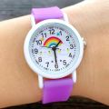 2024 New rainbow cloud luminous silicone band children's watch lovely cartoon quartz watch girls watch wholesale. 